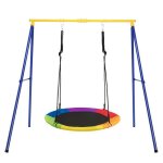 Costway portique avec balan�oire nid doiseau ronde �100cm pour enfant charge 200kg avec 2 m�thodes de ...