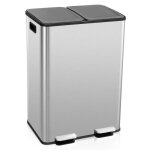 Costway poubelle de cuisine 2 compartiment 2 x 30l tri slectif fermeture amortie ultra - silencieuse ...