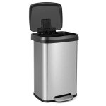 Costway poubelle de cuisine  pdale 50 l - en acier inox anti - empreintes fermeture amortie ultra - ...