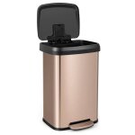 Costway poubelle de cuisine  pdale 50 l - en acier inox anti - empreintes fermeture amortie ultra - ...