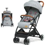 Poussette b�b� 0 - 3 ans pliable � une main avec tige costway dossier - repose - pieds r�glables - auvent ...
