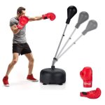 Costway punching ball sur pied sac de frappe enfants hauteur rglable 140 - 158 cm avec gants base lest ...