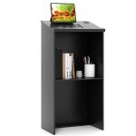 Costway pupitre pour podium en bois hauteur 1165 cm avec tagre de rangement et trous pour cbles pour ...