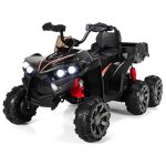 Costway quad lectrique 12v pour enfants avec 6 roues 4 moteurs coffre arrire led musique histoire usb ...
