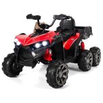 Costway quad lectrique 12v pour enfants avec 6 roues 4 moteurs coffre arrire led musique histoire usb ...