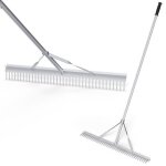 Costway rteau de jardin en aluminium 36 dents - large tte de 91 cm double face - manche dtachable ...