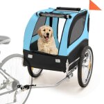 Costway remorque de v�lo pour animaux de compagnie jusqu� 40 kg avec roues de 50 cm et toit ouvrant pour ...