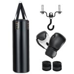 Costway sac de frappe de boxe - gants de boxe de 12 oz - bandages de protection 340cm -  360 - 2 sangles ...