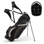 Costway sac de golf trpied - 8 compartiments et plusieurs poches - sac en nylon avec support - club ...