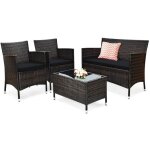 Costway salon de jardin exterieur 4 pices en rsine avec coussin confortable 2 fauteuils 1 canap et ...