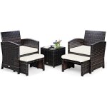 Costway salon de jardin extérieur 5pcs en resine - 2 chaises1 table2 tabourets4 coussins anti - uv pour ... Costway salon de jardin extérieur 5pcs en resine - 2 chaises1 table2 tabourets4 coussins anti - uv pour ...