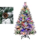 Sapin de noël led lumineux 136 cm costway - 160 lumières8 modes et 4 couleurs - 472 branches floqué - ... Sapin de noël led lumineux 136 cm costway - 160 lumières8 modes et 4 couleurs - 472 branches floqué - ...