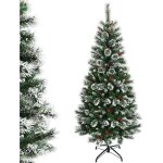 Costway sapin de no�l artificiel 150cm avec flocons de neige baies rouges dense base en m�tal pvc design ...