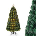 Costway sapin de nol artificiel de 150cm avec lumineux 170 led 8 modes dclairage toile lumineuse au ...