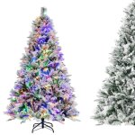 Sapin de noël led lumineux 180 cm costway - 240 lumières8 modes et 4 couleurs - 850 branches floqué - ... Sapin de noël led lumineux 180 cm costway - 240 lumières8 modes et 4 couleurs - 850 branches floqué - ...