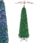 Costway sapin de nol artificiel 180 cm avec fibre optique colores 517 branches pvc forme de crayon ...