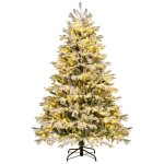 Sapin de no�l led lumineux 180 cm costway - 350 lumi�res blanches chaudes pr� - illumin� - 1022 branches ...