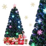 Costway sapin de noël artificiel lumineux led 120cm fibre optique lumière couleur variable avec etoile ... Costway sapin de noël artificiel lumineux led 120cm fibre optique lumière couleur variable avec etoile ...