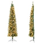 Costway sapin de nol demi - forme 210cm pr - illumin avec 150 lumires led blanc chaud 403 pointes ...