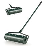 Scarificateur manuel largeur 52cm costway - poign�e antid�rapante en m�tal - tambour rempli 68l sablepierre ...