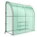 Costway serre de jardin adosse en pe 1985x98x215cm avec tagre  plantes 3 niveaux 2 portes zippes ...