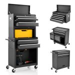 Costway servante datelier vide caisse  outils - avec 6 tiroirs 2 en 1 - etagre rglable - doublure ...