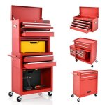 Costway servante datelier vide caisse  outils - avec 6 tiroirs 2 en 1 - etagre rglable - doublure ...