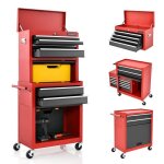 Costway servante datelier vide caisse  outils - avec 6 tiroirs 2 en 1 - etagre rglable - doublure ...