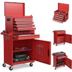 Costway servante datelier outils 4 tiroirs compartiment amovible etagre rglable planche  outils roues ...