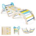 Costway station de jeu 8 en 1 jouet montessori parcours motricit� b�b� 1 ans + en bois massif th�me nautique ...