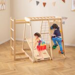 Costway station de jeu int�rieure 6 en 1 jeu deveil montessori parcours motricit� pour 3 � 14 ans naturel ...