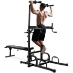 Costway station de traction multifonctions avec banc de musculation pliablebarre de tractioncoussins ...
