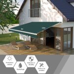 Costway store banne de balcon manuel rtractable 3x25m avec tissu rsistant aux uv  leau en aluminium ...