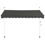 Costway store banne manuel rtractable sans perage 300x125cm - anglehauteur rglable - en mtal et tissu ...