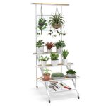 Support Étagère pour plantes sur roulettes en métal - costway - treillis barre de suspension Étagères ... Support Étagère pour plantes sur roulettes en métal - costway - treillis barre de suspension Étagères ...
