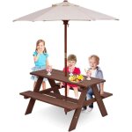 Costway table et 2 bancs de jardin avec parasol pour enfants en sapin table de pique - nique pour 4 enfantsbei ... Costway table et 2 bancs de jardin avec parasol pour enfants en sapin table de pique - nique pour 4 enfantsbei ...