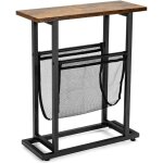 Costway table dappoint �troite de style industriel avec porte - revues en maille et patins r�glables ...