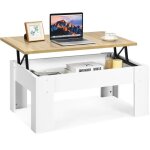 Costway table basse avec plateau relevable compartiment cach 98 x 50 x 42 - 55 cm pour sjour salle ...
