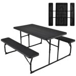 Costway table camping avec 2 bancs pliable - 4 à 6 personnes - pour pique - nique - camping noir Costway table camping avec 2 bancs pliable - 4 à 6 personnes - pour pique - nique - camping noir