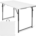 Costway table camping pliante 122 x 61cm 3 hauteurs r�glables charge 150kg en plastique et acier pour ...