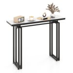 Costway table console effet marbre - 110 x 30 x 81 cm meuble dentr�e de style scandinave cadre en m�tal ...