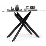 Costway table console pour entr�e en verre tremp� transparent cadre en m�tal robustes l115 x l45 x h78 ...