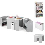 Costway table enfants avec 2 chaises 4 en 1 convertible coins arrondis et boucle de scurit avec banc ...