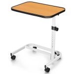 Costway table de lit � roulettes verrouillables - plateau inclinable 180� support stand ordinateur r�glable ...