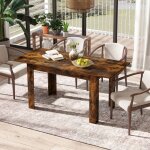 Costway table � manger extensible moderne avec plateau ajustable pieds en forme de l pour cuisine salle ...