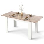 Costway table � manger extensible moderne avec plateau ajustable pieds en forme de l pour cuisine salle ...