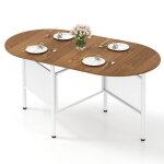 Costway table � manger pliante 150 cm pour 6 - 8 personnes � rallonge rabattable gain de place avec pieds ...
