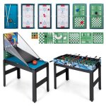 Costway table de multi - jeux 15 en 1 - basket - babyfoot - billard - hockey - bowling - ping - pong ...