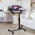 Costway table pour ordinateur portable � roulettes table de lit hauteur r�glable avec support de souris ...