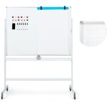 Costway tableau blanc magntique 120 x 90 cm double face rversible effaable  sec 2 hauteur rglable ...